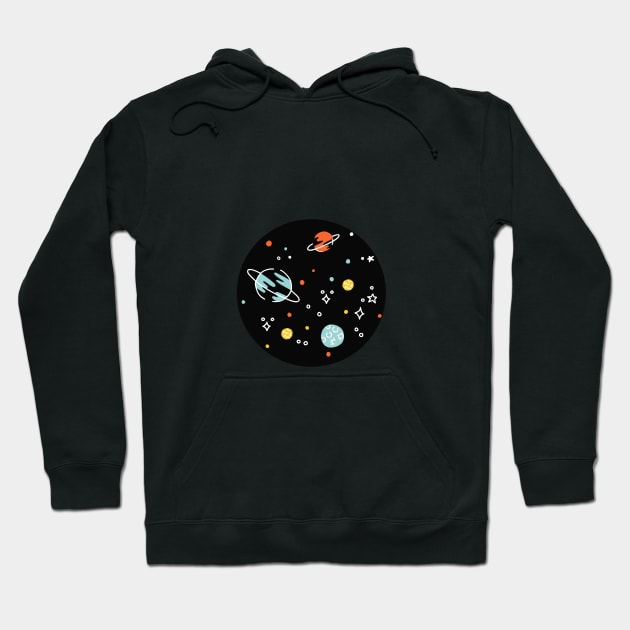 Doodle Space Pattern - Black Hoodie by latheandquill